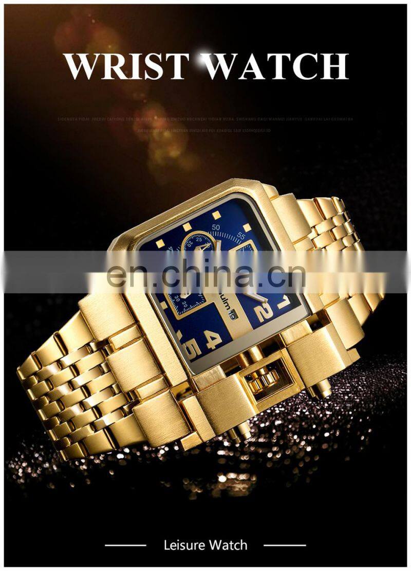 Oulm HP3364B Men Quartz Watches Military Waterproof Wristwatch Luxury Gold Stainless Steel Male Watch