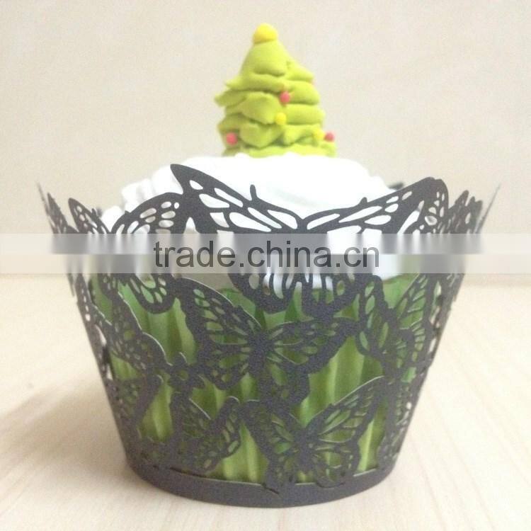 2016 High Quality Cheap Laser Cut Butterfly Wedding Cupcake Wrapper
