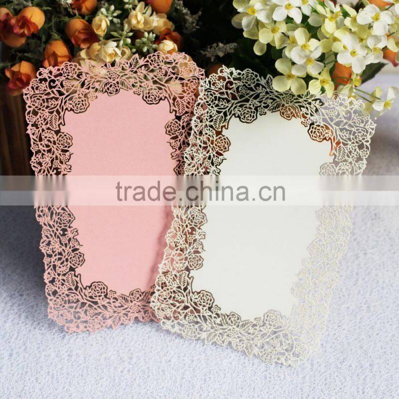 Customized Rose Laser Cut Wedding Invitation Card