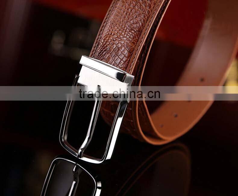 100% good quality gift genuine crocodile skin leather classic belt factory hot selling pin buckle belt for men simple noble