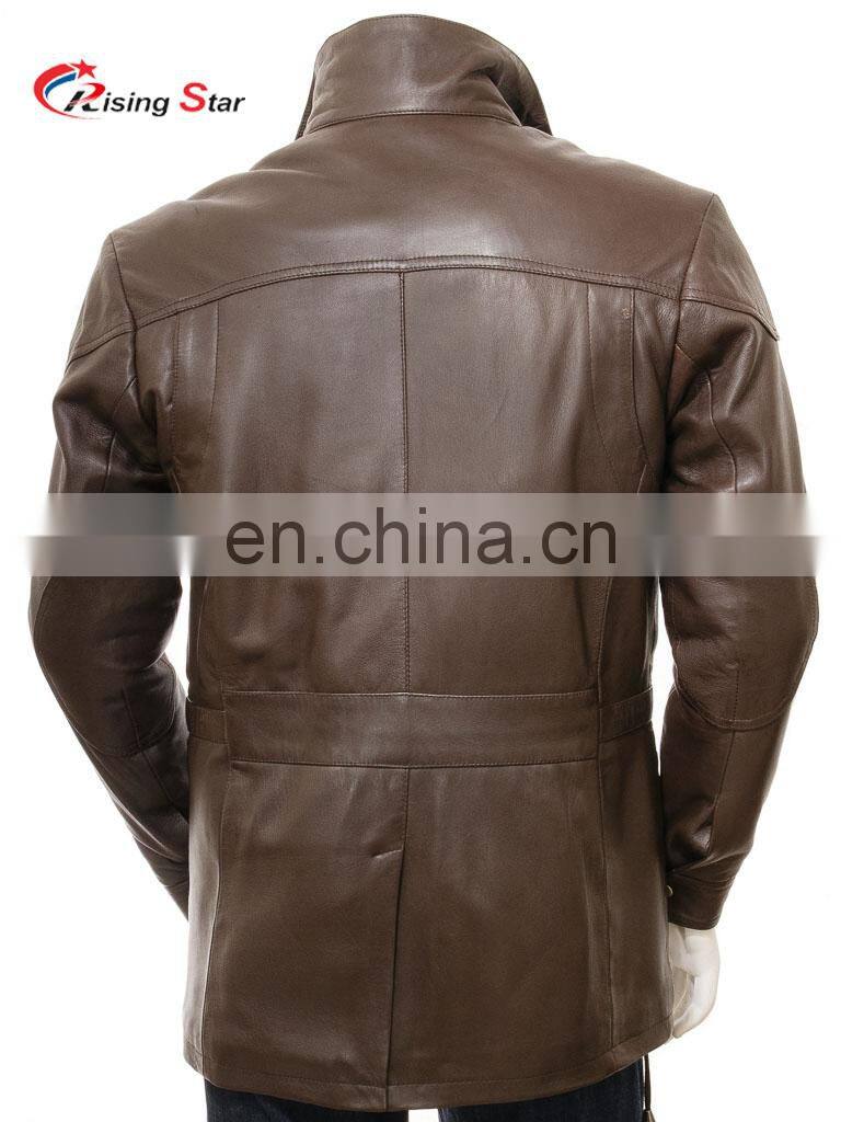 Winter brown leather jacket for men