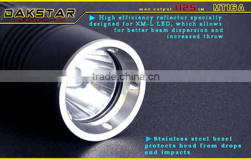 DAKSTAR MT16A XML T6 1125LM 26650 Battery CREE High Power Police LED Flash Light