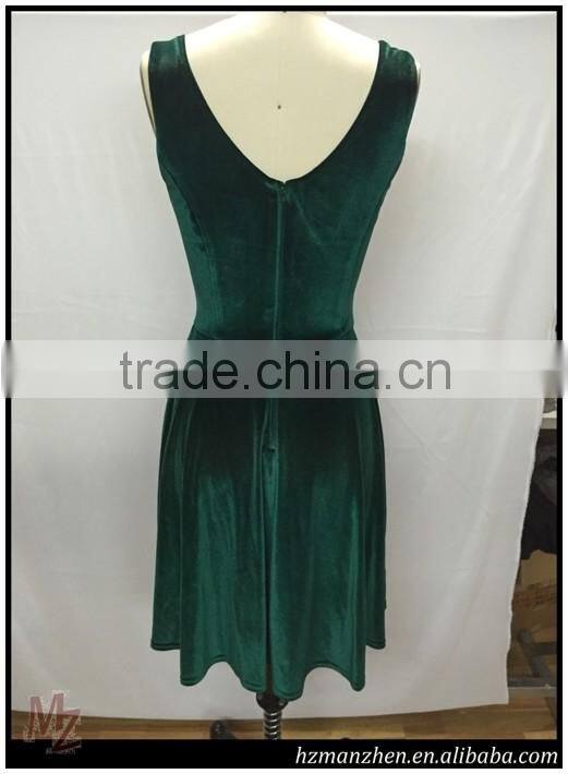 2016 New cheap sexy girls green velvet dress