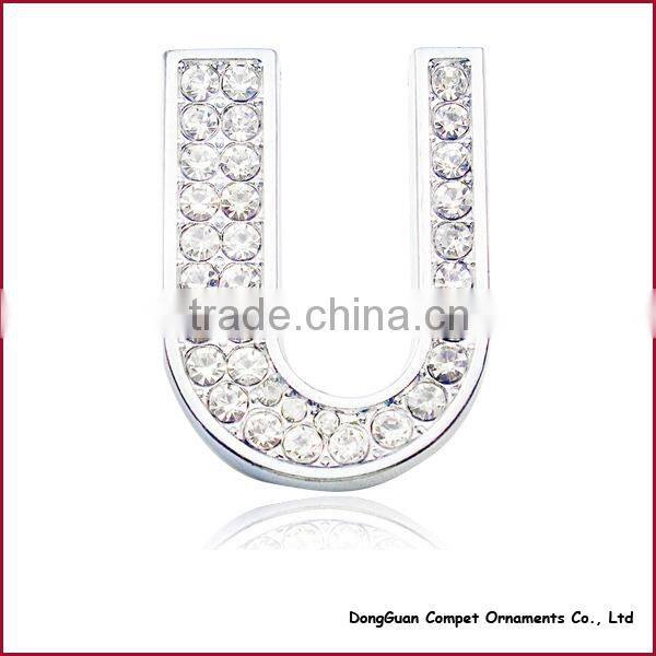 Diy pet Collar Accessories Alloy Alphabets 30mm Full Rhinestone Slide Letters