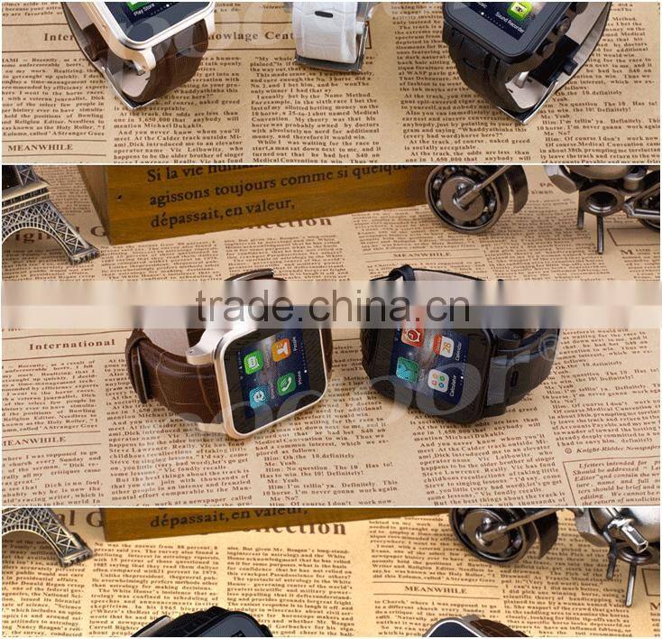 2016 New style fashion leather wrist band waterproof Android smart watch with Camera Support SIM Card and GPS