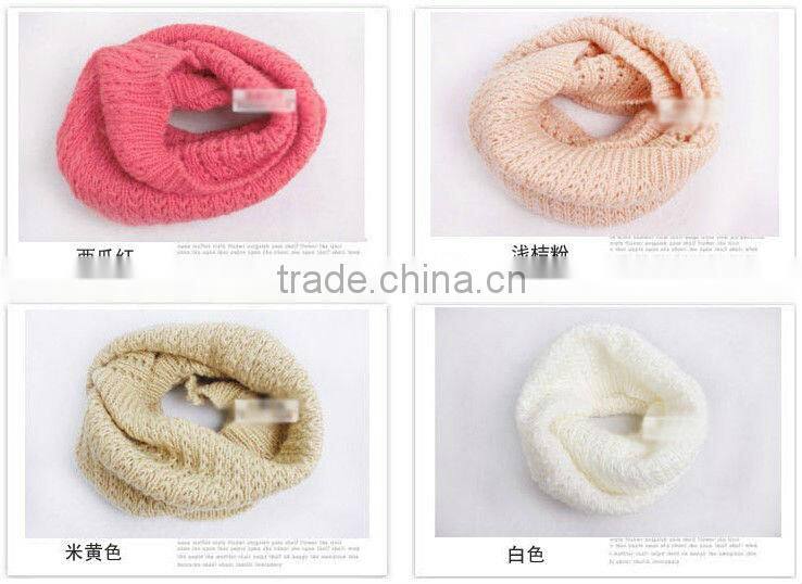 Fashion Plain Lady Acrylic Circle Winter Loop Scarf