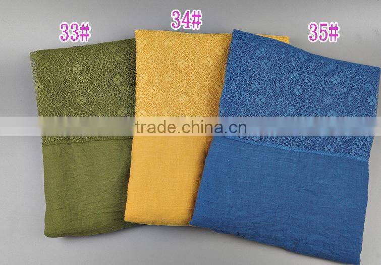 Wholesale Solid Color Cotton Linen Lace Fashion Ladies Scarf