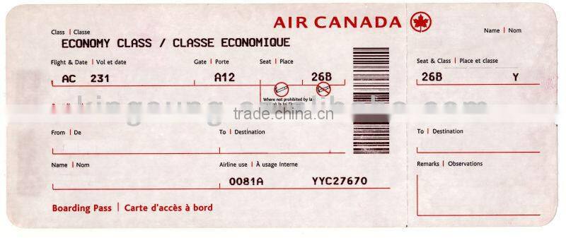 printing direct boarding pass card and luggage tag