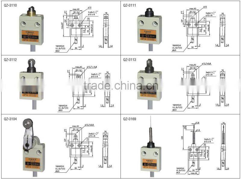 High mechanical strength QZ-3 waterproof limit switch