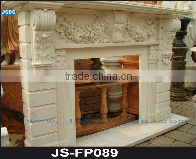 White marble fireplace figure carving