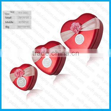 Red Heart Shaped Gift Tin Box For Wedding