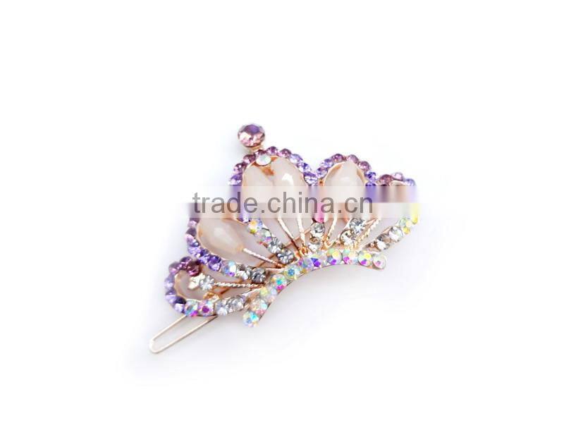 Bling Crown Decorated Stones Hair Pin For Woman