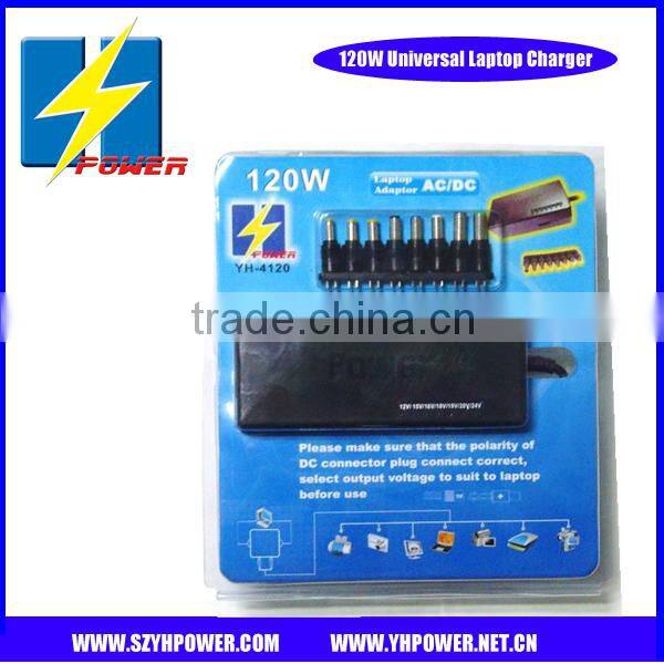 120W universal laptop adaptor 12V to 24V DC Output 100-240V Input work for laptop,MP3,etc
