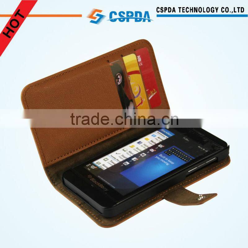 For Blackberry Z10 credit card slot flip wallet stand leather case