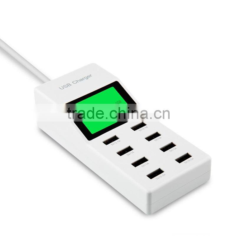 Universal 8 USB Port Display Screen US EU UK Plug Travel AC Power Adapter Socket Smart Wall Charger For Cell Phone Tablet Camera