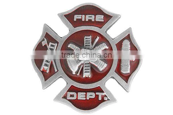 American Firefighter - American Hero Limited Addition Commemorative Twin Towers Pewter & Red Enamel Metal Fridge Magnet