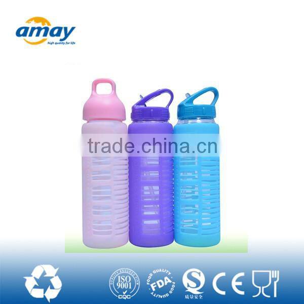 2016 New arrivals best selling products plastic bottles joyshaker hot glass water bottle with mental lid 2646