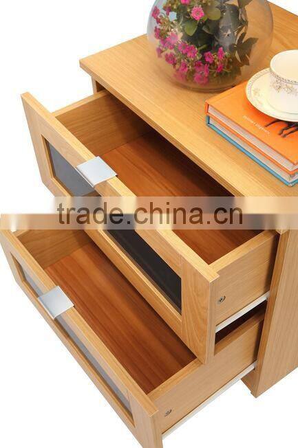 Light Brown General Use Monza Two Drawer Bedside Cabinet
