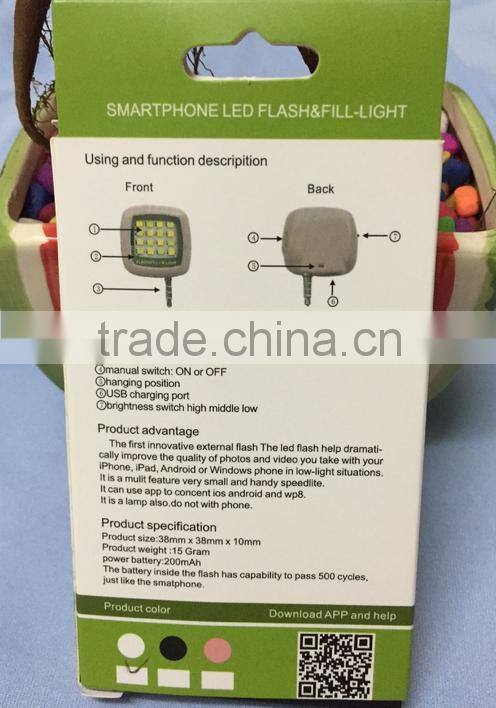 Fos ios and android Universal Mini 16 LED Camera Flash Selfie Fill Light Selfie Night Photo