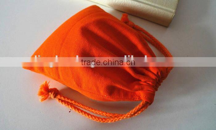 wholesale orange color canvas drawstring gift packing bag