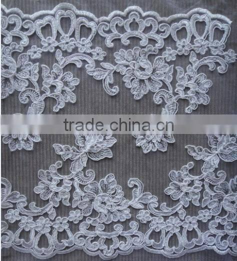 2015 China wholesale double side wedding corded bridal lace trim