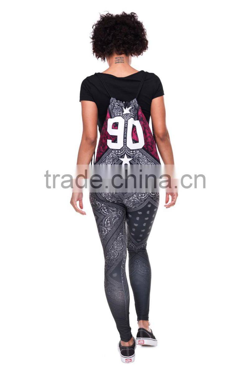 High Quality 3D Printed Bandana and Roses 90 Polyester Gift Drawstring Bag