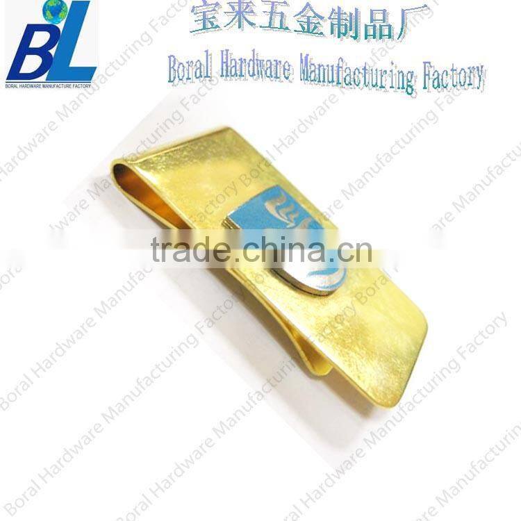 Golden metal blank money clip with badge patch