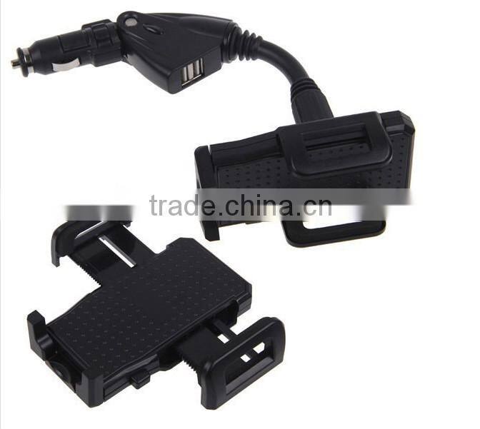 Car Phone Holder Universal Stander With Dual USB Cigarette Lighter for Mobile Phone / Smart Phone Holder