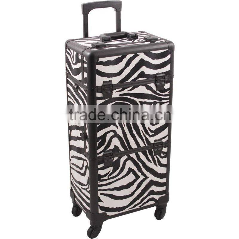 4-Wheel 2-in-1 Rolling Makeup Case with Easy-Slide and Extendable Trays, Includes Removable Tray and Extra Lid, 31-Inch, Smooth