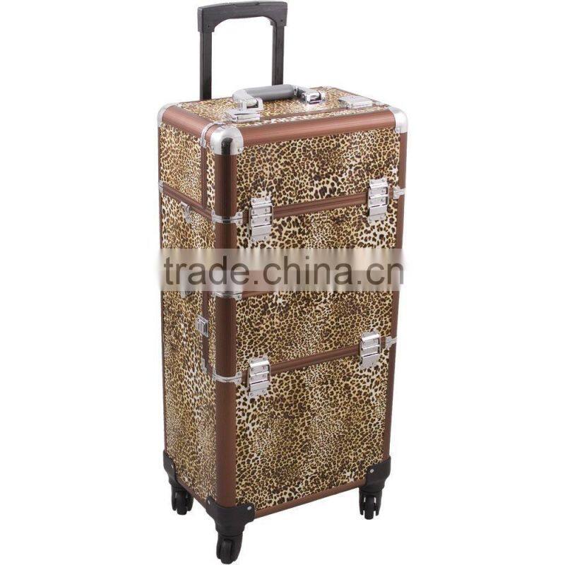 4-Wheel 2-in-1 Rolling Makeup Case with Easy-Slide and Extendable Trays, Includes Removable Tray and Extra Lid, 31-Inch, Smooth