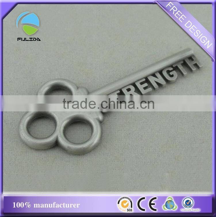 custom key shaped metal red enamel promotional pin badge