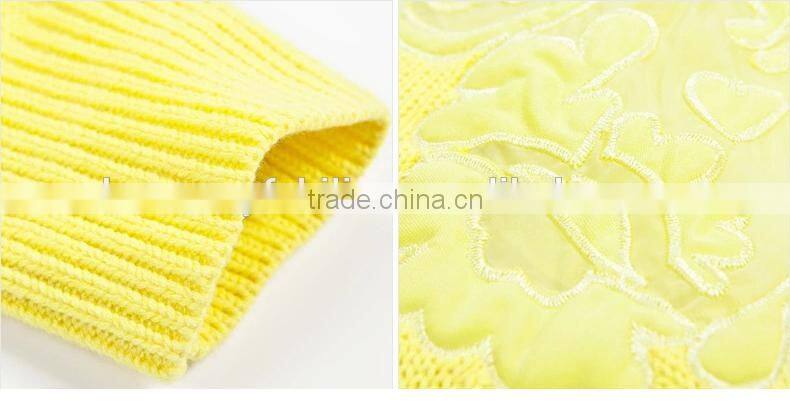 2015 hot sale korean fashion hollow lace bright colored sweater spring