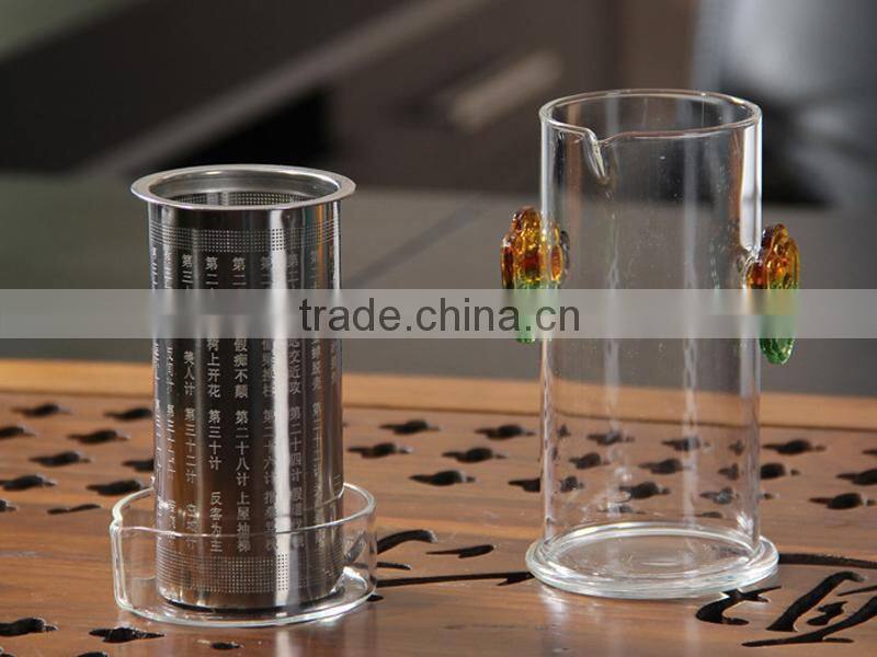 Chinese 250ml glass easy teapot glass teaware with handle and strainer self use teapot easy teaset kuaike teapot