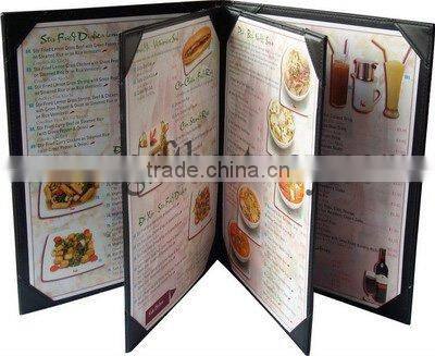 4 folder PU leather menu cover leather menu holder