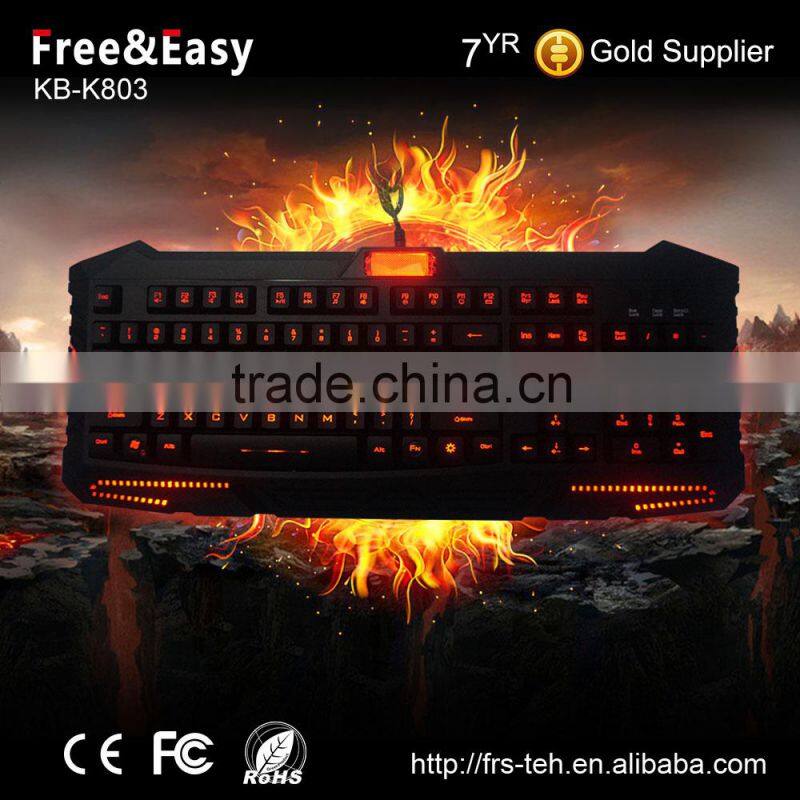 3 Color LED Backlit Waterproof Wired Gaming Keyboard