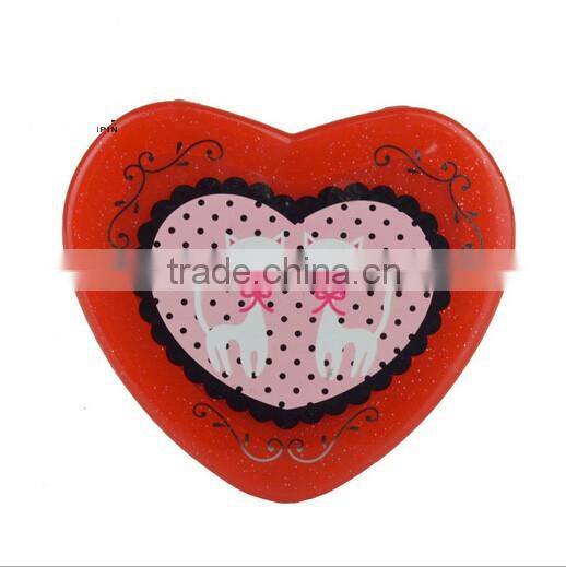 Factory directly heart shape plastic folding pocket mirror