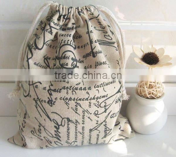 Wholesale organic cotton promotional drawstring bag