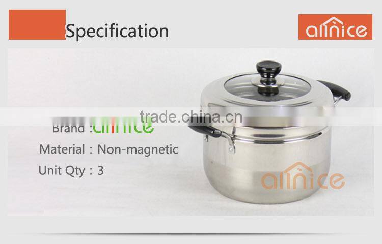 Allnice- Korea design ss201 single layer steamer pot with steamer insert and vented lid