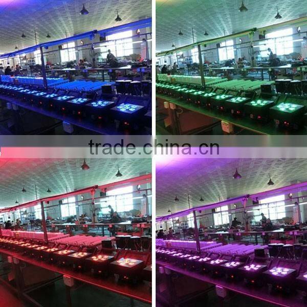 6X18W 6 IN 1 rgbwa uv battery powered wireless dmx led flat par can for wedding decoration