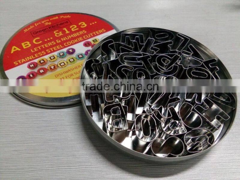 Hot Sale 35pcs Letters & Number Stainless Steel Cookie Cutters Set