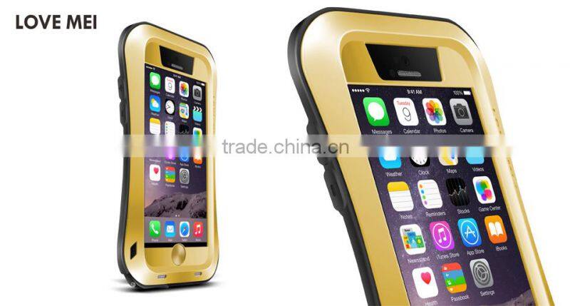 2016 Lovemei Shockproof Dropproof Glass Metal Case Cover For iPhone 6