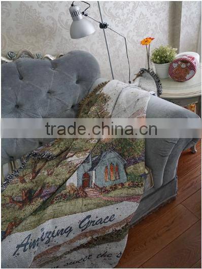 100%cotton yarn dyed jacquard woven decorative sofa throw blanket