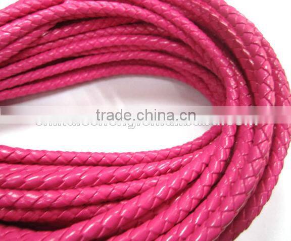 OEM welcome popular round braid PU/genuine leather cords for jewelry making