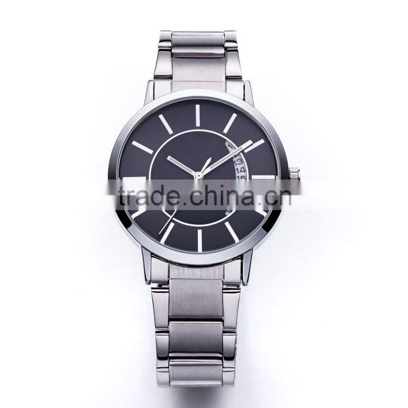 Cheap Stainless Steel Watches for Men with Quartz Calendar Movement