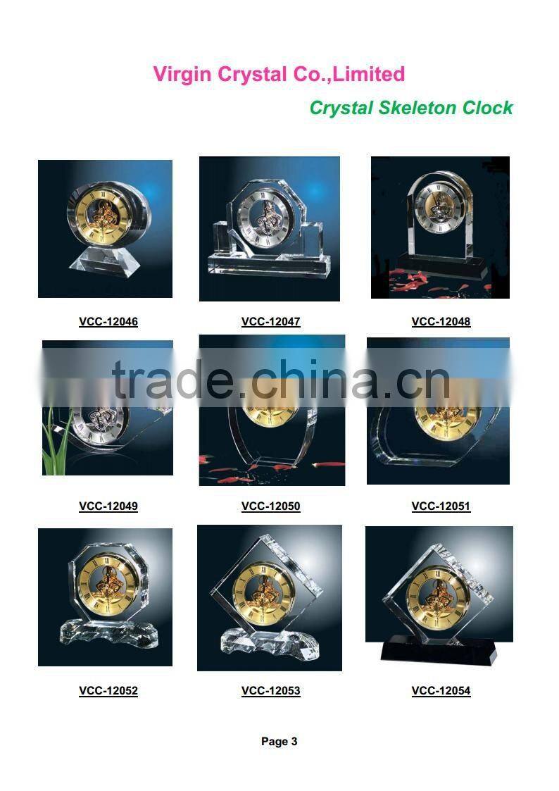 Hot clear crystal flame shape mechanical table clock art crafts