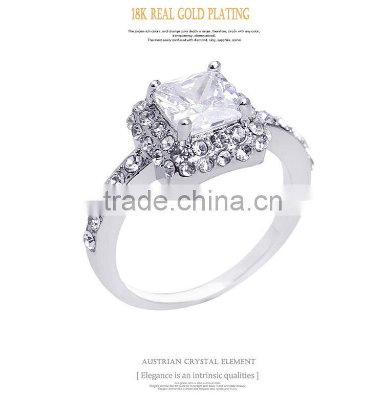 Glittering Austrian Crystal Rings 18k White Gold Gp Zircon Ring
