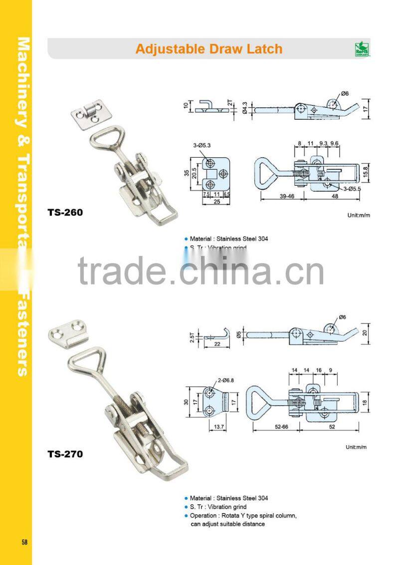 TS-270-SUS construction equipment railroad boxes hasp round generic toggle latch