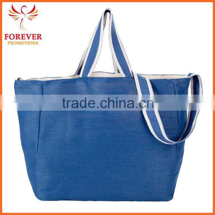 16" Silk- screen Logo Black Red Jute Tote Shopper Bag With Handles and Shoulder Strap