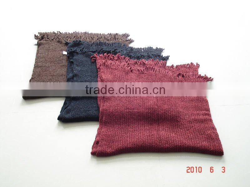 chenille knitted shawl with fringe