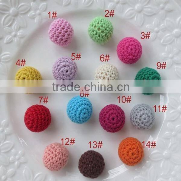 New design Handmade Crochet round-shaped wood Beads necklace